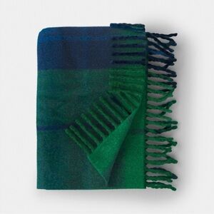 NEW Threshold Dark Green/Navy Woven Plaid Throw Blanket